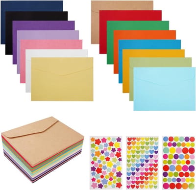 SnelShoppen - 75 Mini Enveloppen 11.5x8.2cm | Kleurrijke Enveloppen voor Uitnodigingen, Wenskaarten, Kerst, Huwelijk, Verjaardag (15 Kleuren)