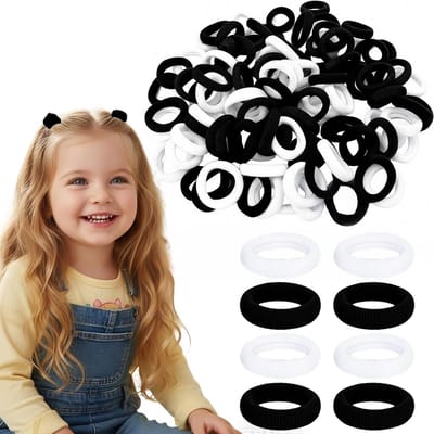 500 Stuks Schattige Elastische Haartjesbandjes voor Meisjes en Peuters - 20mm Pigtails in Zwart en Wit