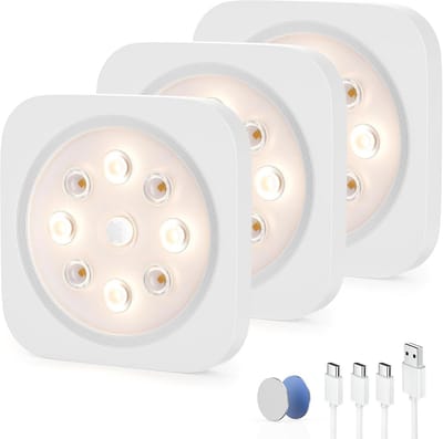Oplaadbare LED Kastverlichting met Bewegingssensor voor Binnen, 3 Stuks