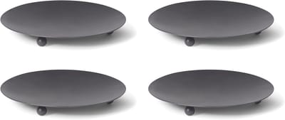 4x kaarsenhouders 3 voet ZWART 7,5 cm kaarsenplaat kaarsenhouder decoratief bord ronde tafeldecoratie voor pilaarkaarsen waxinelichtjes kaarspin metaal Kerstmis Adventskrans kaarsenhouder