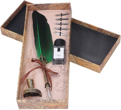 Dailygoods- Vulpen Retro-Stijl - Zinklegering - Stevige Penhouder - 5 Penpunten - Hoogwaardige Schrijfervaring - Duurzaam Materiaal - Schrijfpennen