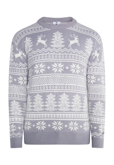 Mo Kersttrui Heren grijs wit
