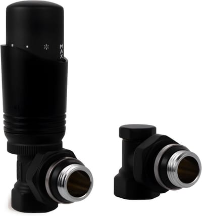 Thijox - Vancoco G1/2 Thermostaatventiel Zwart met Afdichtringaansluiting voor Radiator - Hoogwaardige Kwaliteit, Eenvoudige Installatie, Perfect voor