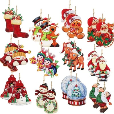 Nivard Kerstballen - Kerstversiering - Hout - 24 Stuks - Feestelijke Decoratie - Set