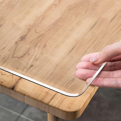 Glasheldere tafelfolie 2 mm met afgeschuinde bureauonderlegger - transparante tafelbescherming - afwasbaar PVC - 35 x 70 cm