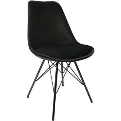 KICK® VELVET Kuipstoel Zwart – Eetkamerstoel – Velvet – Zwart Frame