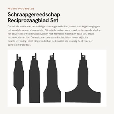 Dailygoods- Schraapgereedschap 4-delig - Koolstofstaal - Tegelreiniging - Vloermodderverwijdering - Muurplamuur verwijderen - Bladmaat 10-100mm - Schraper