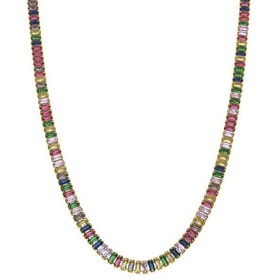 Luxenter Multicolour Zirkonia collier afgewerkt in 18k geelgoud - Gorys