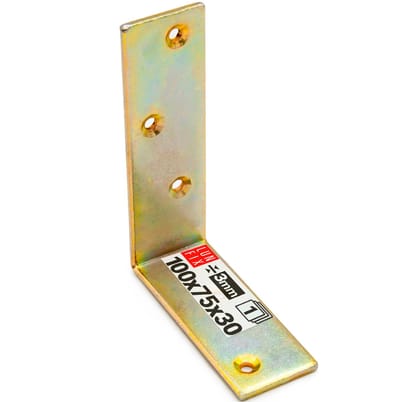 LUN FIX - Constructiewinkel 100 mm x 75 mm - Breedte 30 mm - Dikte 3 mm - Zwaar belastingshoek