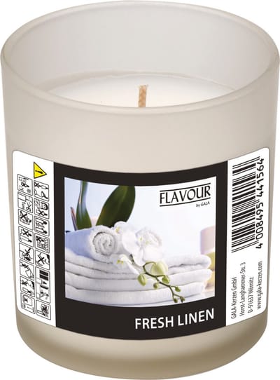 Conpax Candles geurkaars - fresh linnen geur - wit - 8 branduren - in glas - aroma kaars