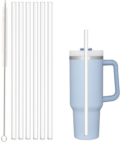 6 x Herbruikbare Rietjes voor Stanley 40 oz / 30 oz Tumbler – Vervangende Plastic Rietjes met Reinigingsborstel – Transparant
