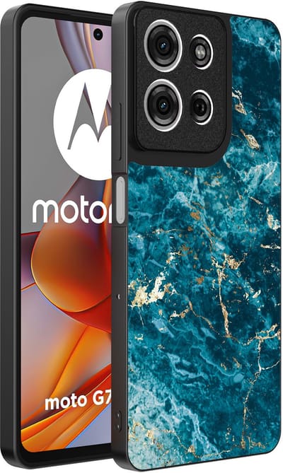 Smartphonica Telefoonhoesje Geschikt voor Motorola Moto G75 met marmer opdruk - TPU backcover case blue marble design - Blauw geschikt voor Motorola Moto G75