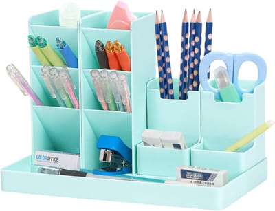 Pennenhouder - Pennenbakje - Kunststof - Bureau Organizer - Opbergdoos - School- en Kantoorartikelen - 24.7*14.6*17.5cm - Groen