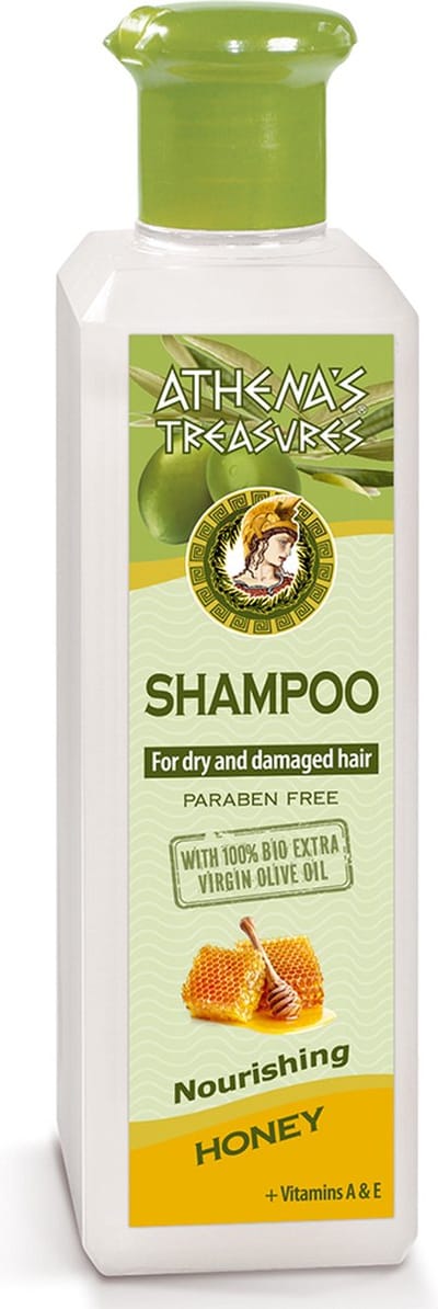 Pharmaid Athenas Treasures Shampoo Honing voor Droog en Beschadigd Haar 250ml - Herstel, Voeding & Hydratatie met Biologische Olijfolie, Olijfbladextracten en Honing