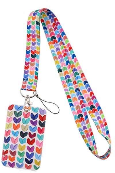 Travel Cords - keycord met pashouder Hearts - uitschuifbaar - eenzijdig transparant venster - lanyard - passen, sleutels en telefoon - met telefooncord - hardcase