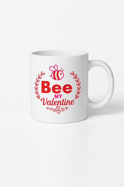 Valentijn Mok "Bee My Valentine" met Bij & Harten - Grappig Cadeau voor Liefhebbers