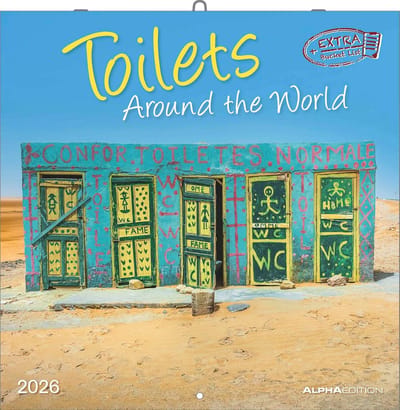 Wereldse Toiletten Kalender - Wandkalender & Bildkalender - Humoristische Jaarplanning - 12 Unieke Fotomontages - 30x30 cm