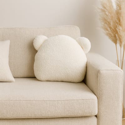 Soosie - Sierkussen Beer – Kussentje - Teddy Bouclé – 35×40 cm – Crème
