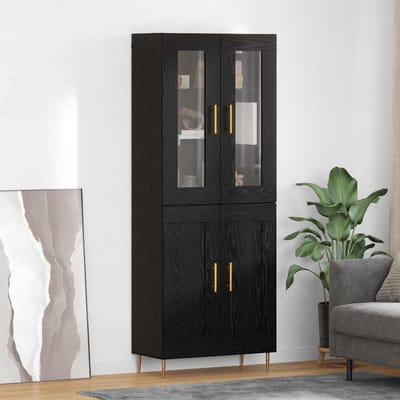 vidaXL - Highboard - 2 - st - Zwart - Eiken - 69,5 - x - 34 - x - 180 - cm - Bewerkt - hout