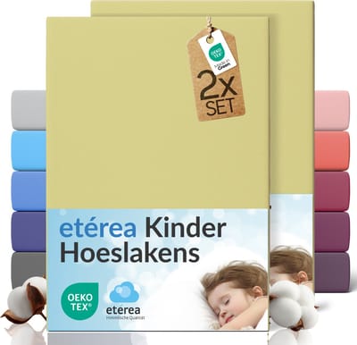 etérea Jersey hoeslaken 2-pack 180x200-200x200 cm (hoek 25 cm) 100% katoen - Lindegroen