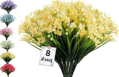 Kunst Narcissen Bloemen - Nepbloemen Struiken - Binnen Buiten Decoratie - UV-bestendig Vervagen Nooit - 8 Bundels - Geel