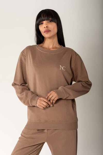 Nina Carter | Huispak - Jogging pak | aangesloten pijpen | 2 delig | Bruin- Taupe | S