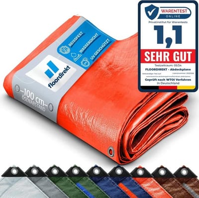 FLOORDIREKT Dekzeil - Stoffen Dekzeil - Beschermhoes - Bootzeil - Tentonderzeil voor Camping & Outdoor - Waterdicht - Met Zeilogen - 240 g/m² - Blauw - 8 x 14 m