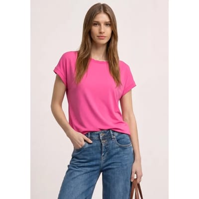 Shirt met ronde hals en decoratieve tape