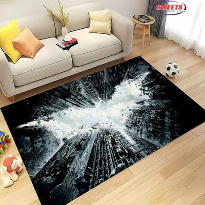 NR.5 DC Batman Thema Tapijt Nieuwe Release!Antislip Geluidsisolatie, Kleed voor Woonkamer Kinderkamer Kantoorruimtes, Duurzame Mat 150x200cm (59x79in)