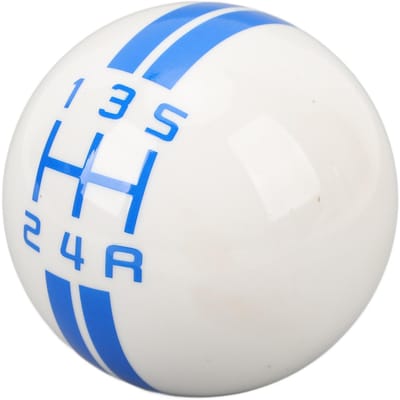 5 Versnellingen Pookknop Ronde Bal Handgeschakelde Pookknop met 3 Adapters voor Mustang 1967-2018 White Blue