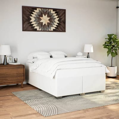 vidaXL - Bedframe - kunstleer - wit - 140x190 - cm