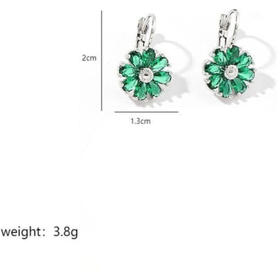 1 Paar Blauwe Bloem CZ Zirkonia Oorbellen met Ring voor Vrouwen Meisjes Dagelijkse Slijtage Feest Bruiloft Cadeau one-size