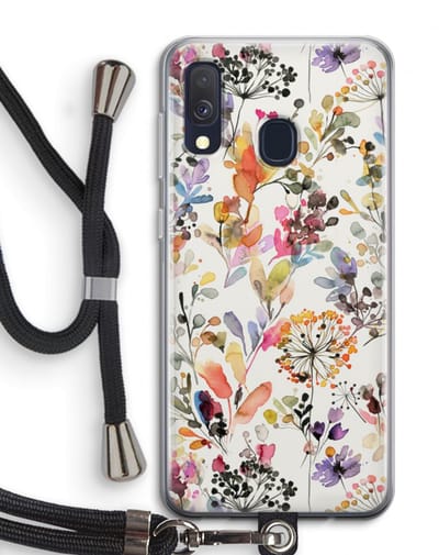 Case Company® - Hoesje met koord geschikt voor Samsung Galaxy A40 hoesje met Koord - Wilde grassen - Telefoonhoesje met Zwart Koord - Bescherming aan alle Kanten en Over de Schermrand