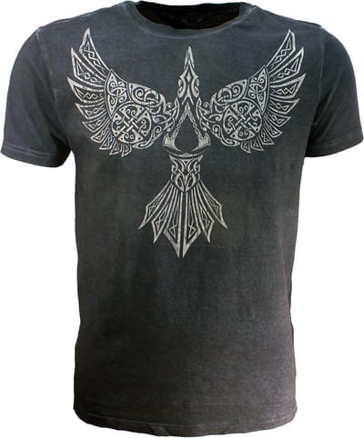 Assassin's Creed Heren Tshirt S Valhalla Raven Zwart