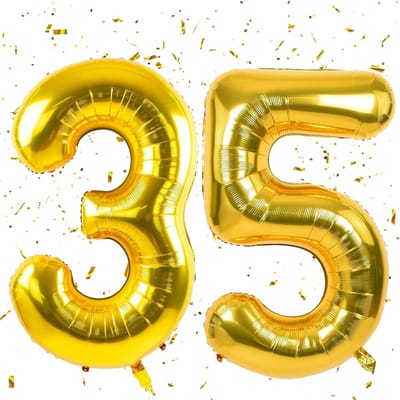 Grote Gouden Cijferballon 35 - Folie Ballon 100 cm voor Verjaardag