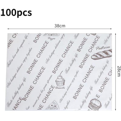 100 pièces Papier ciré anti-huile Emballage pour gâteau, pain, aliments Jetable Burger Frites Papier ciré pour la cuisson Assiette de dîner Papier coussinet anti-graisse
