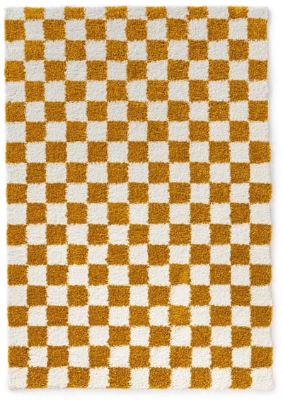 Checkerboard vloerkleed - Check ivoor/goud 160x230