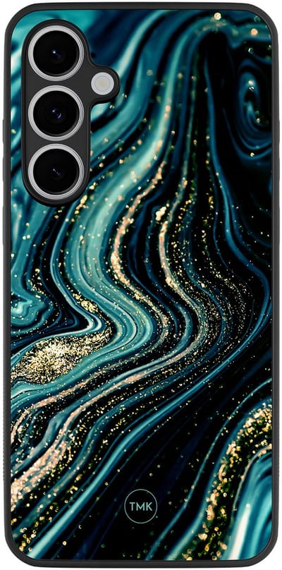 Hoesje geschikt voor Samsung Galaxy S24 FE - Blue marble waves - Blauw - TPU case - Marmer - Hardcase zwart telefoonhoesje