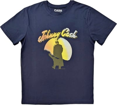 Johnny Cash - Walking Guitar Heren T-shirt - S - Blauw