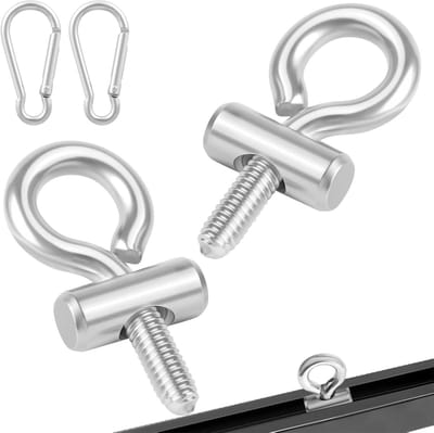 Luifelrailstoppers - Roestvrijstalen buisstopper met karabijnhaken - Multifunctionele luifelrailhaken - M6 blokkeerset voor caravan, camper, tent - 2 stuks