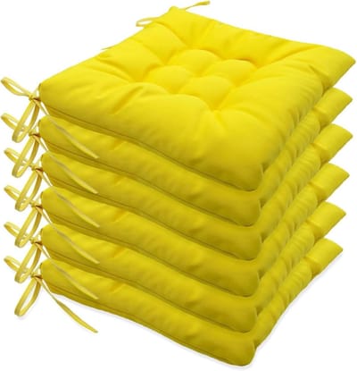 Buiten kussens - Tuin stoel - Comfortabel zitten - Waterafstotend materiaal - 6 stuks 40x40 - Geel