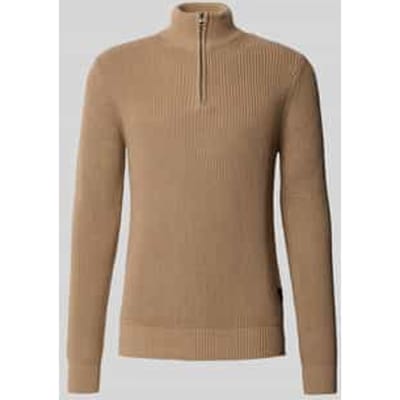 Gebreide pullover met opstaande kraag en ritssluiting