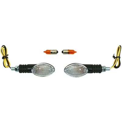 Paar ovale richtingaanwijzers met 12V 23W Replay transparant zwarte lamp