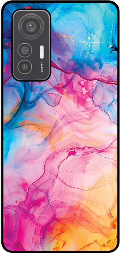 Smartphonica Telefoonhoesje Geschikt voor Xiaomi 12 Lite met Regenboog Acryl Marmer Opdruk - TPU Backcover Case Rainbow Acrylic Marble Design geschikt voor Xiaomi 12 Lite