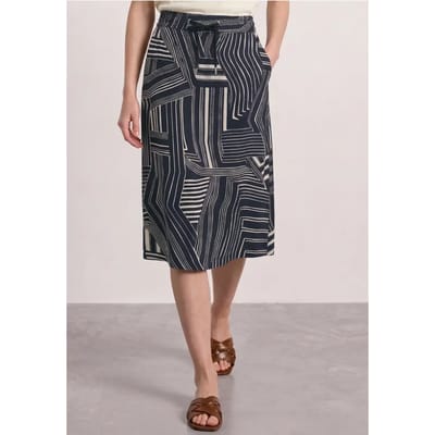 Midirok met elastische tailleband en print