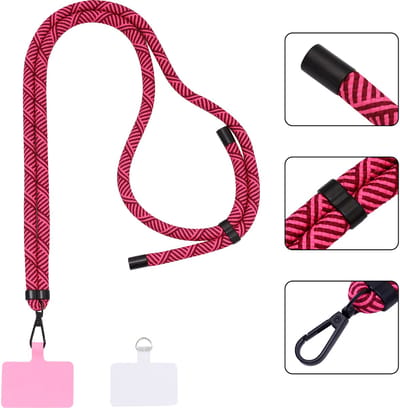 Casemania Extra Sterke Telefoonkoord - Cherry - Dikke Verstelbare Telefoonketting - Universeel Koord voor Smartphone - Stevig Draagkoord voor Telefoon - Lanyard Crossbody Cord - Donker Roze