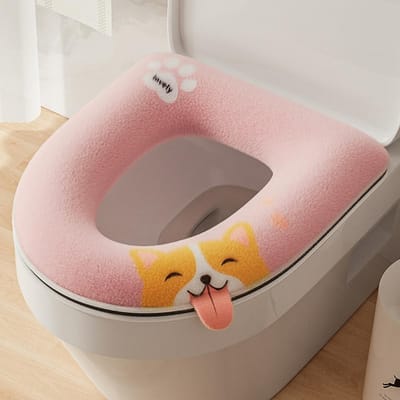 Schattige Cartoon Verdikte Toiletbrilhoes Mat Winter Warm Zacht Wasbare Mat Zittinghoes Toiletdeksel Pad Hoes Badkameraccessoires