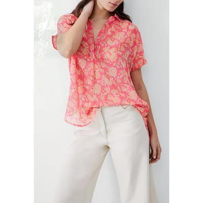 French Connection Cosette S/s Popover Camellia Size: 6 | Blouses Outlet | Dames | Roze