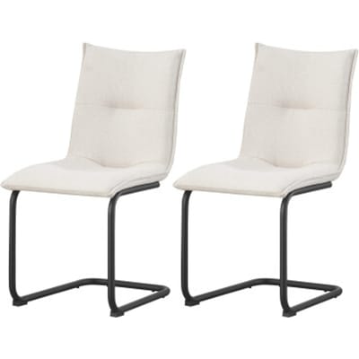 Furnilux Sonja fauteuil set van 2 in crème moderne stoelen met metalen frame
