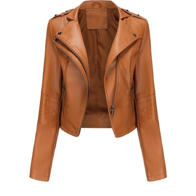 Nieuwe Stijl Slanke Lange Mouwen Lente en Herfst Leren Jas voor Dames met Klinknagels Europees en Amerikaans Populair Kort Jasje Rits Leren Jas M